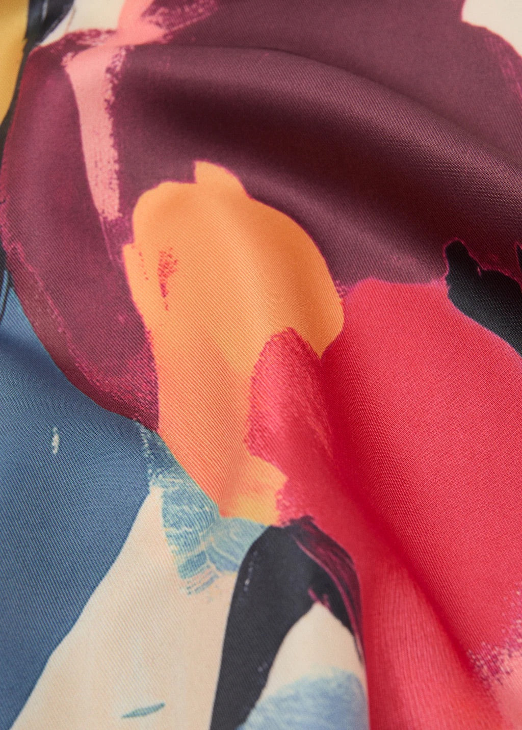 Scarf, satin effect, floral print, 27.56 in