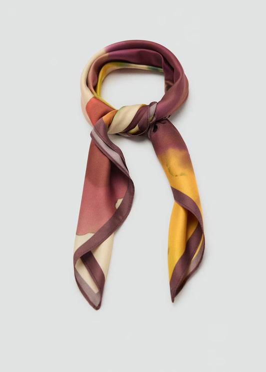 Scarf, satin effect, floral print, 27.56 in
