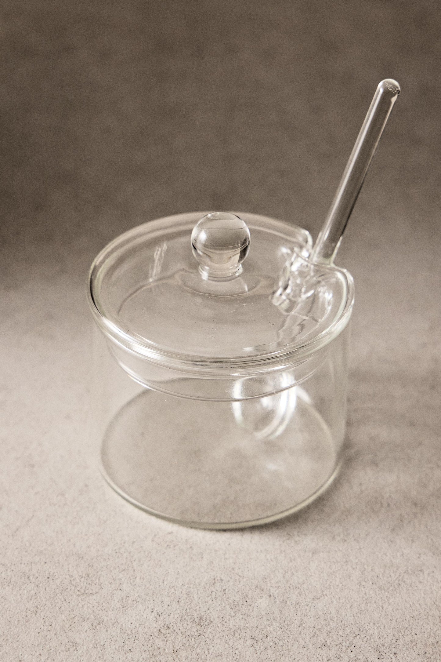 Serveware, sugar bowl with lid and spoon, borosilicate glass