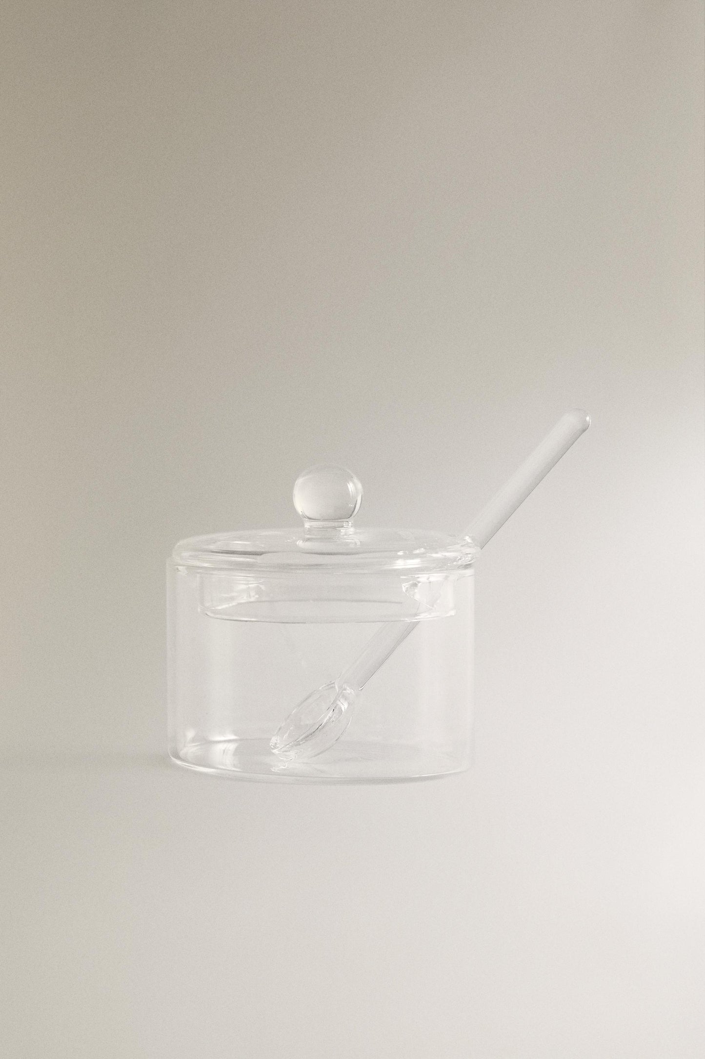 Serveware, sugar bowl with lid and spoon, borosilicate glass