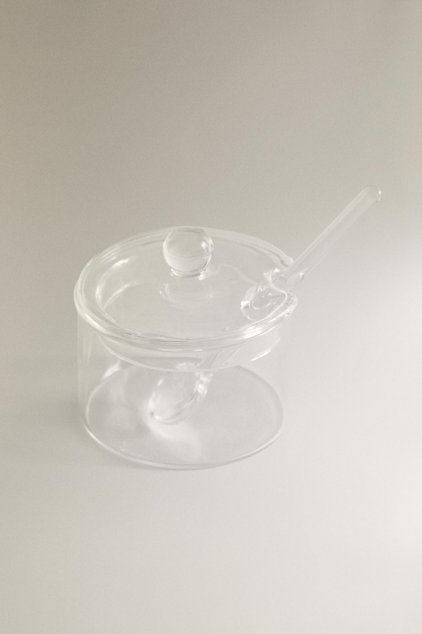 Serveware, sugar bowl with lid and spoon, borosilicate glass