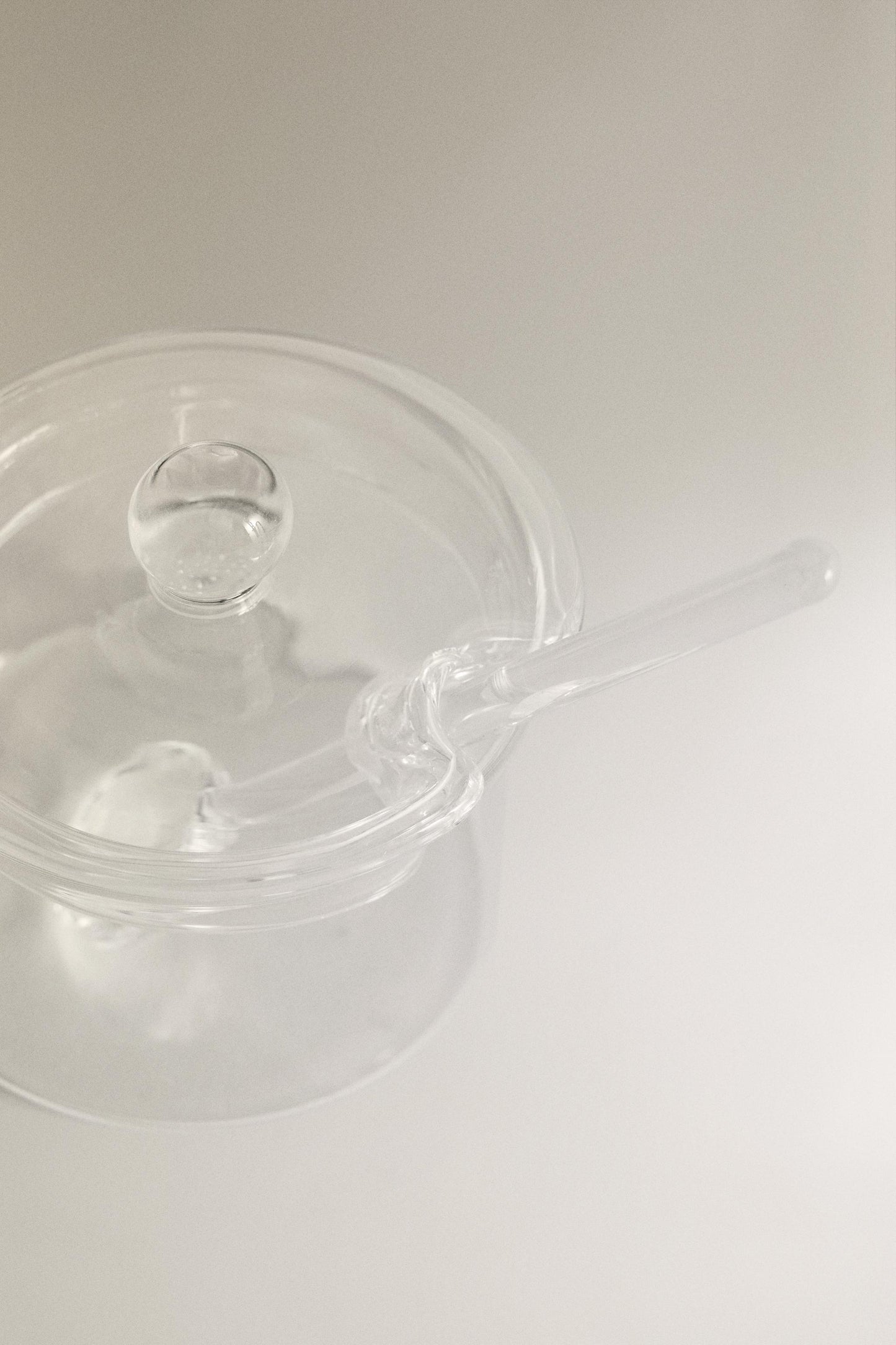 Serveware, sugar bowl with lid and spoon, borosilicate glass