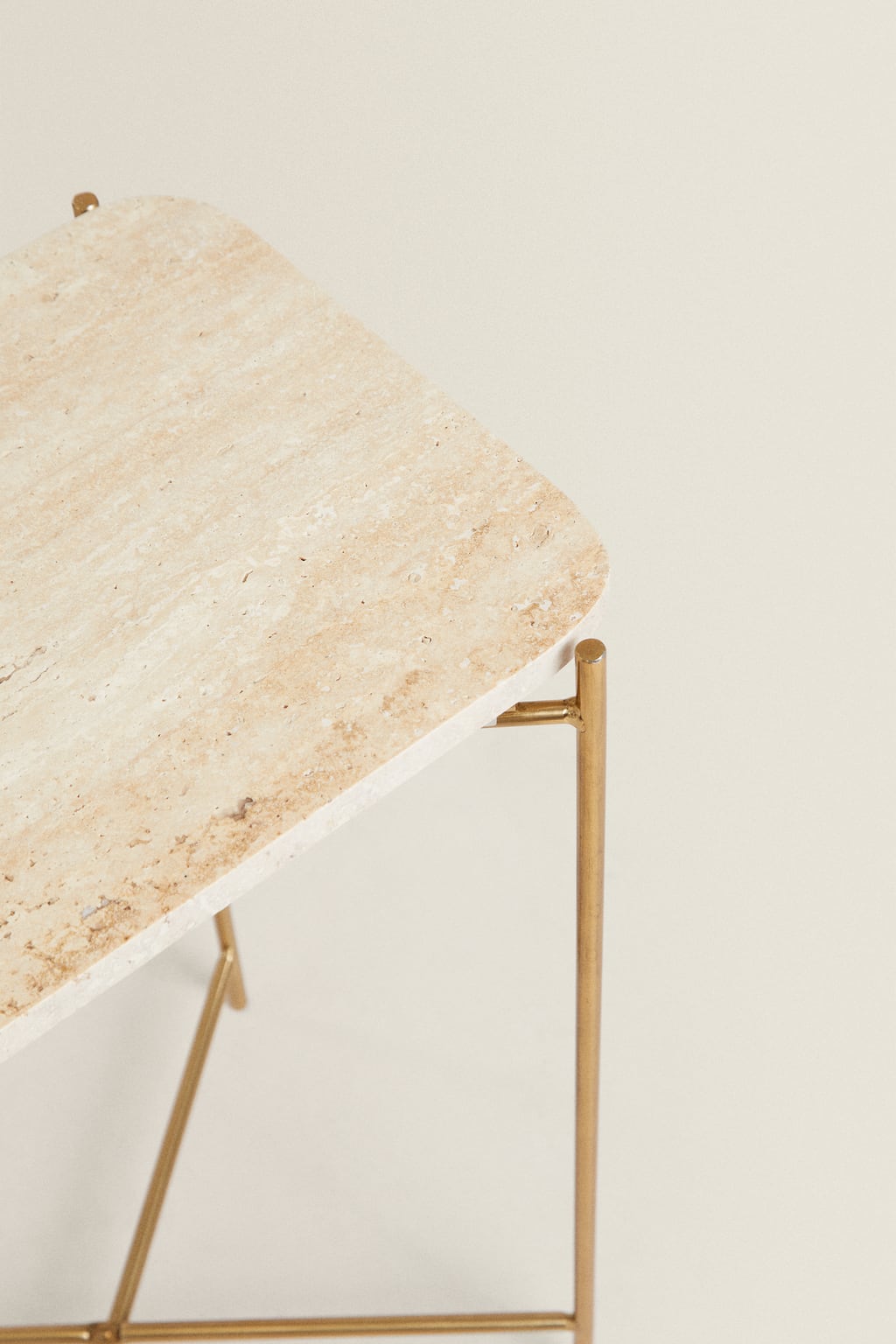 Side table, marble top, golden metal leg