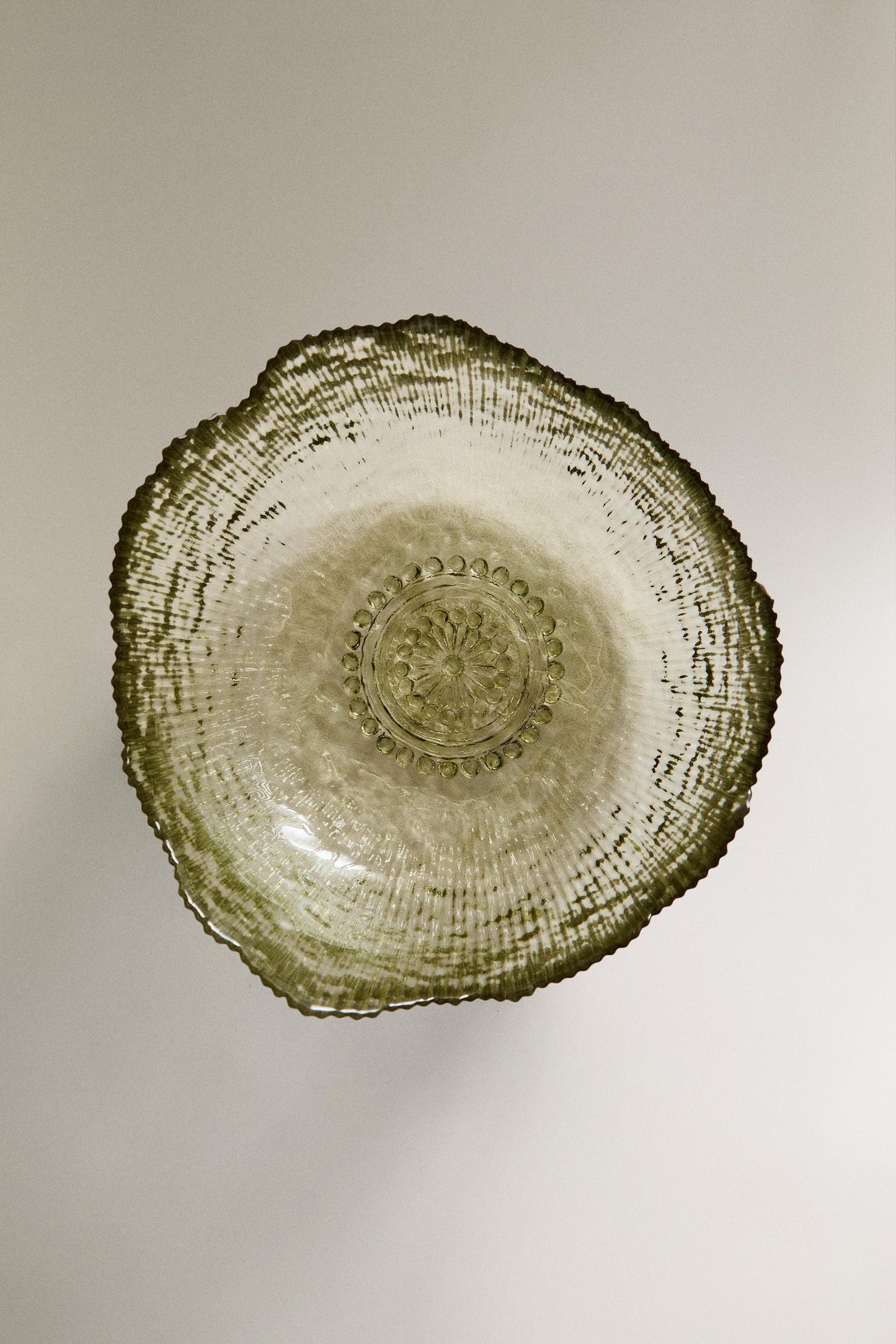 Serveware, bowl, glass, raised design, green, 8in