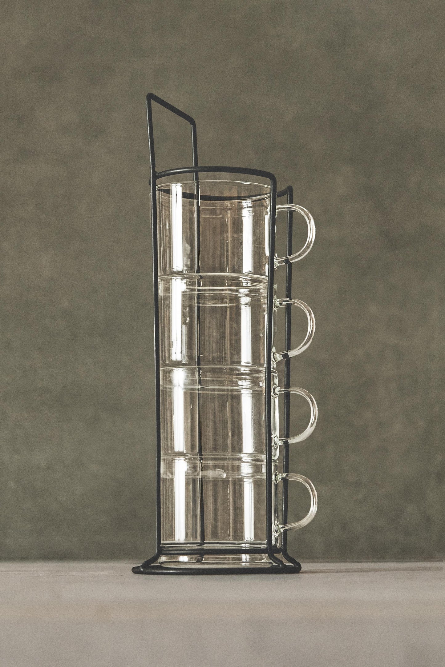 Drinkware, mug, borosilicate glass, with metal stand