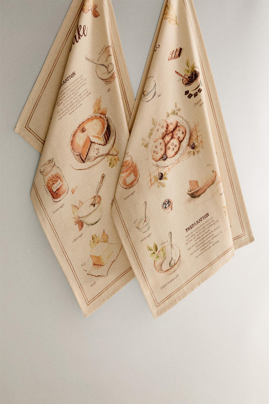 Towel, kitchen towel, set of 2, pies and cookies print