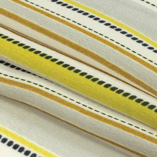 Fabric, polyester crepe, stripes, $16.99/yard