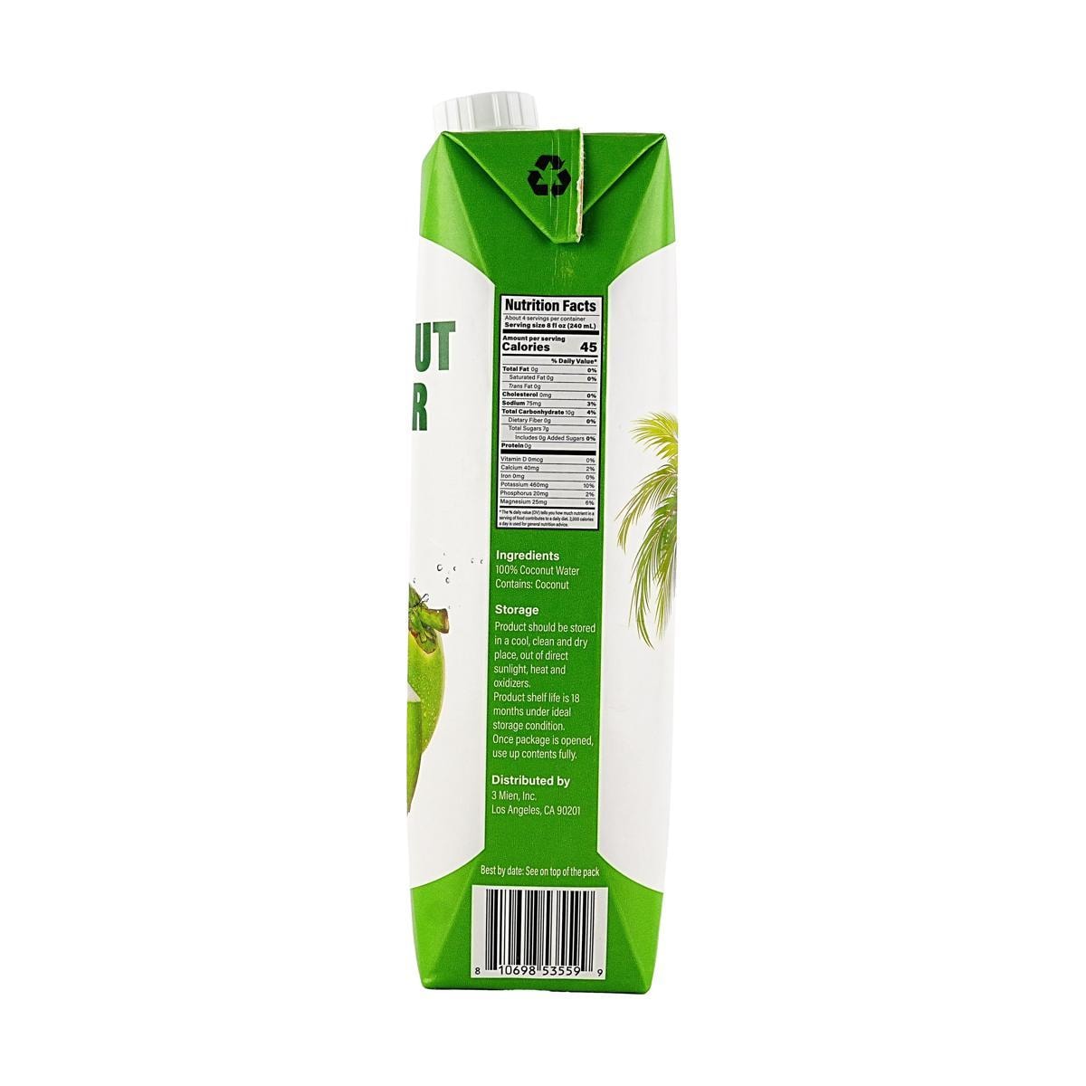 Coconut water, 3 Mien, natural coconut water 1000 ml, pack of 2
