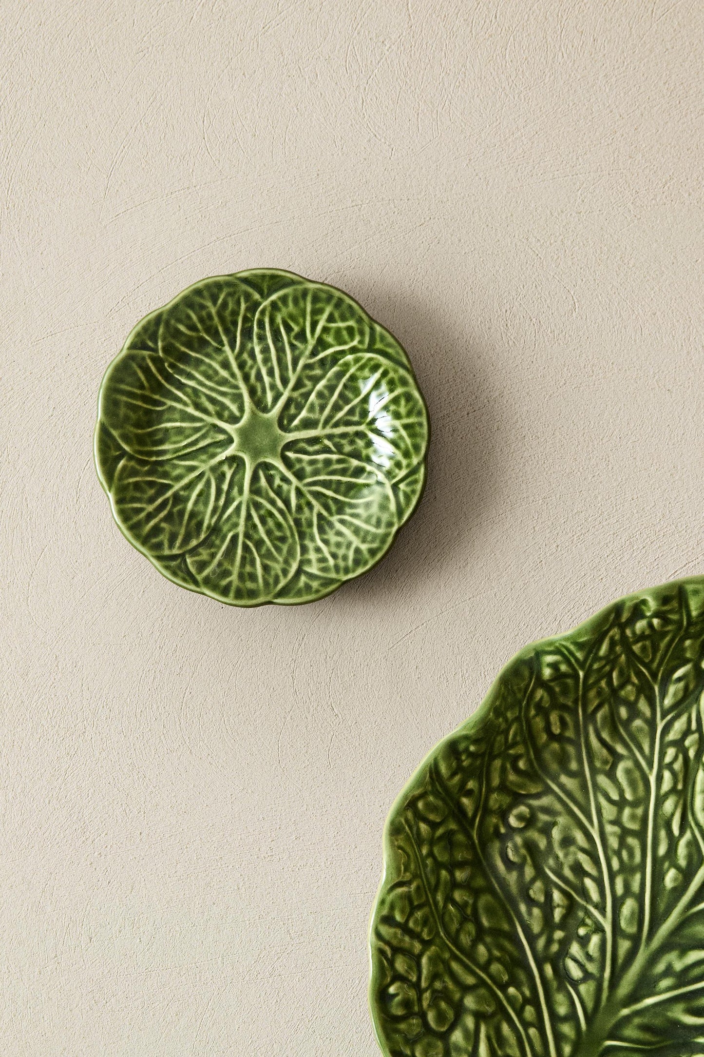 Serveware, side plate, stoneware, green cabbage leaf, 5.5in