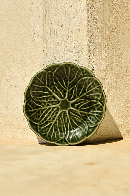 Serveware, side plate, stoneware, green cabbage leaf, 5.5in