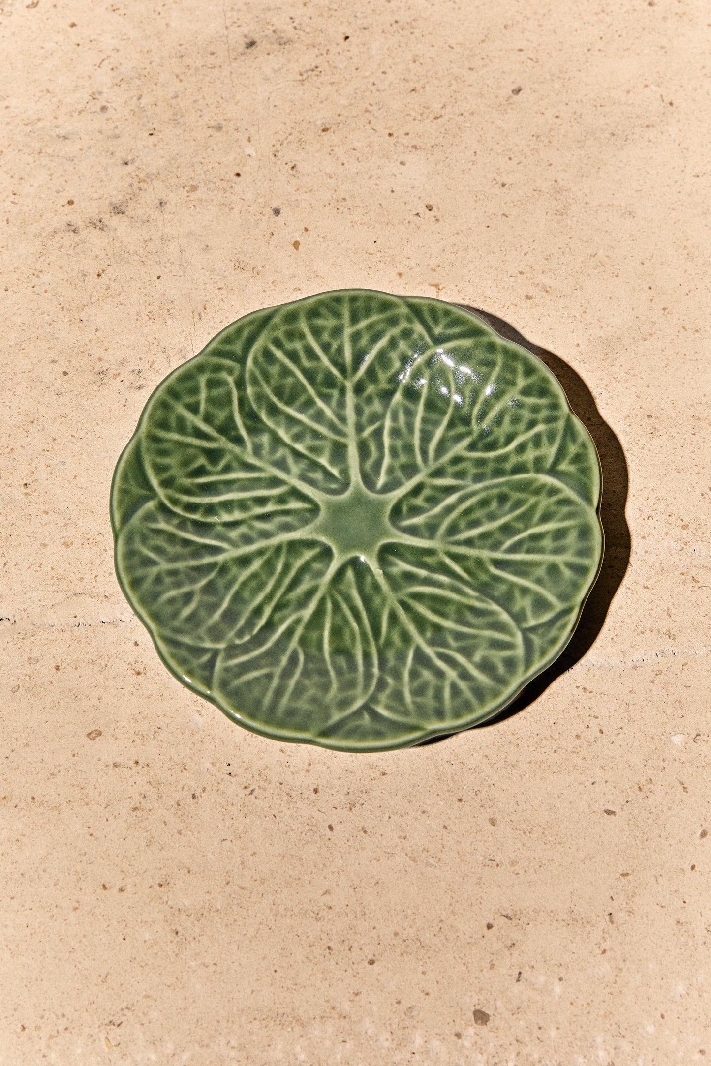 Serveware, side plate, stoneware, green cabbage leaf, 5.5in