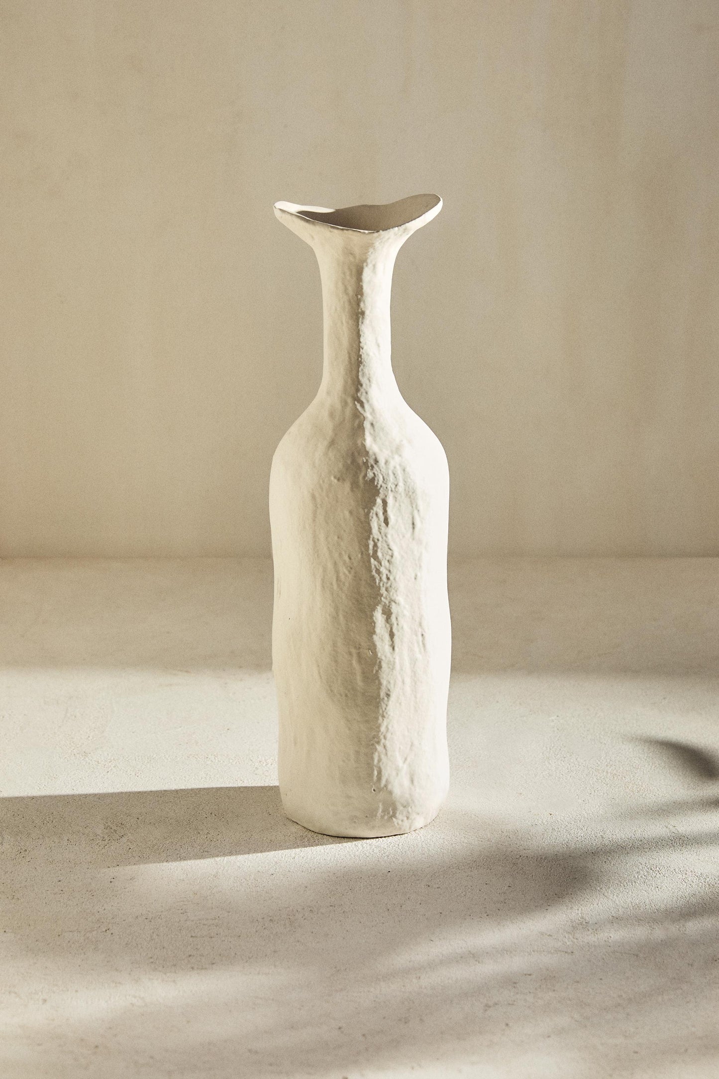 Vase, textured ceramic, long neck, 15.3 in