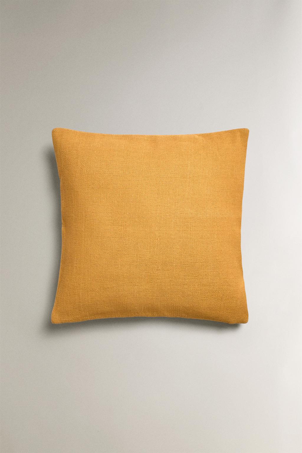 Throw pillow cover, jute-cotton blend, 17.5x17.5in