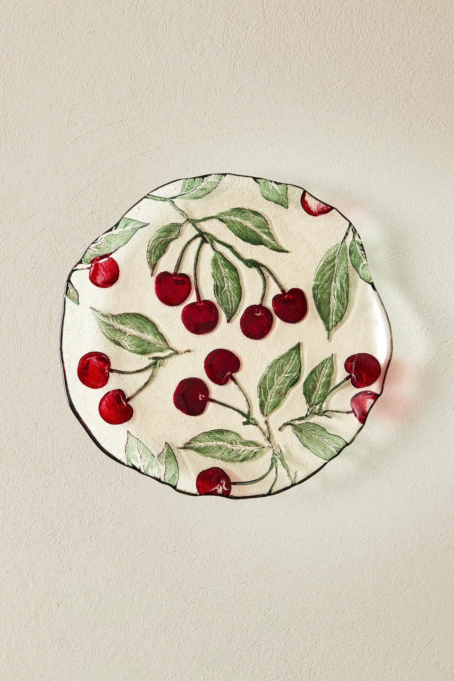 Serveware, dessert plate, glass, cherry, 8.3in