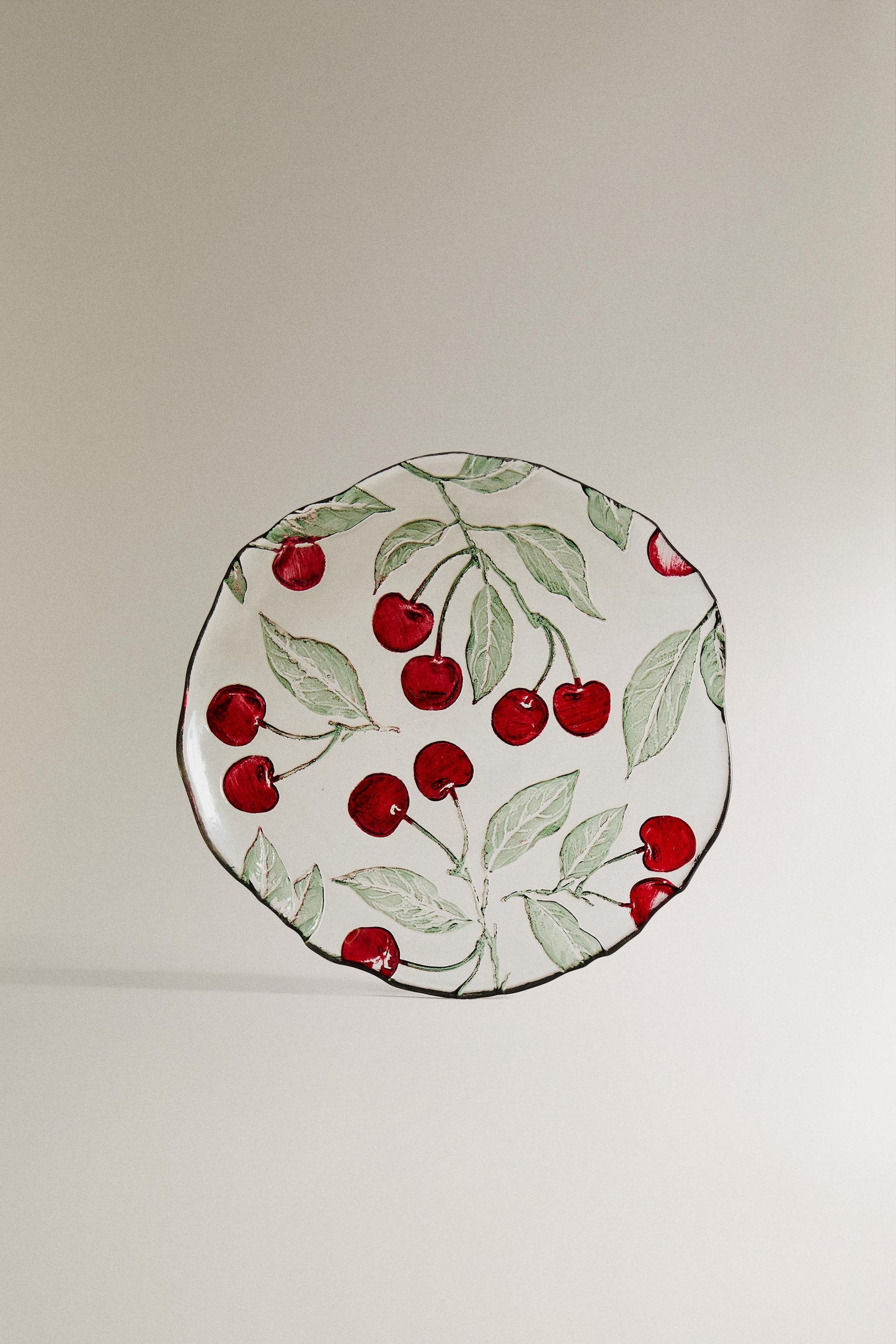 Serveware, dessert plate, glass, cherry, 8.3in