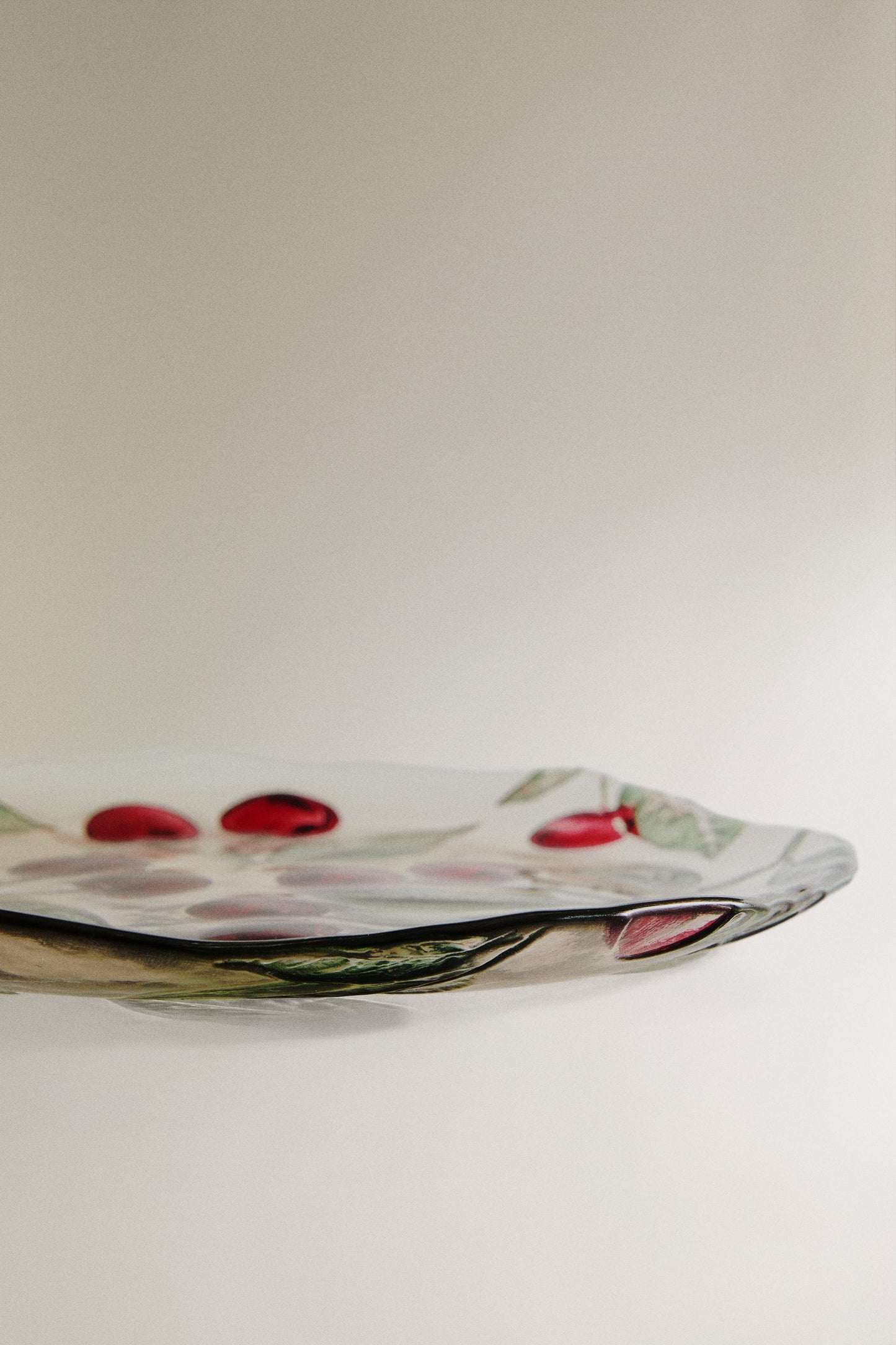 Serveware, dessert plate, glass, cherry, 8.3in