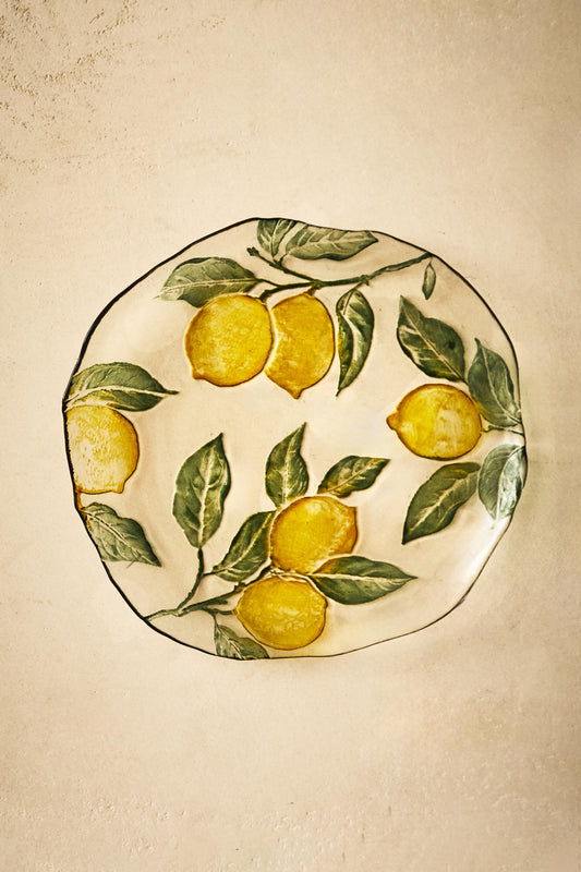 Serveware, dessert plate, glass, lemon, 11in