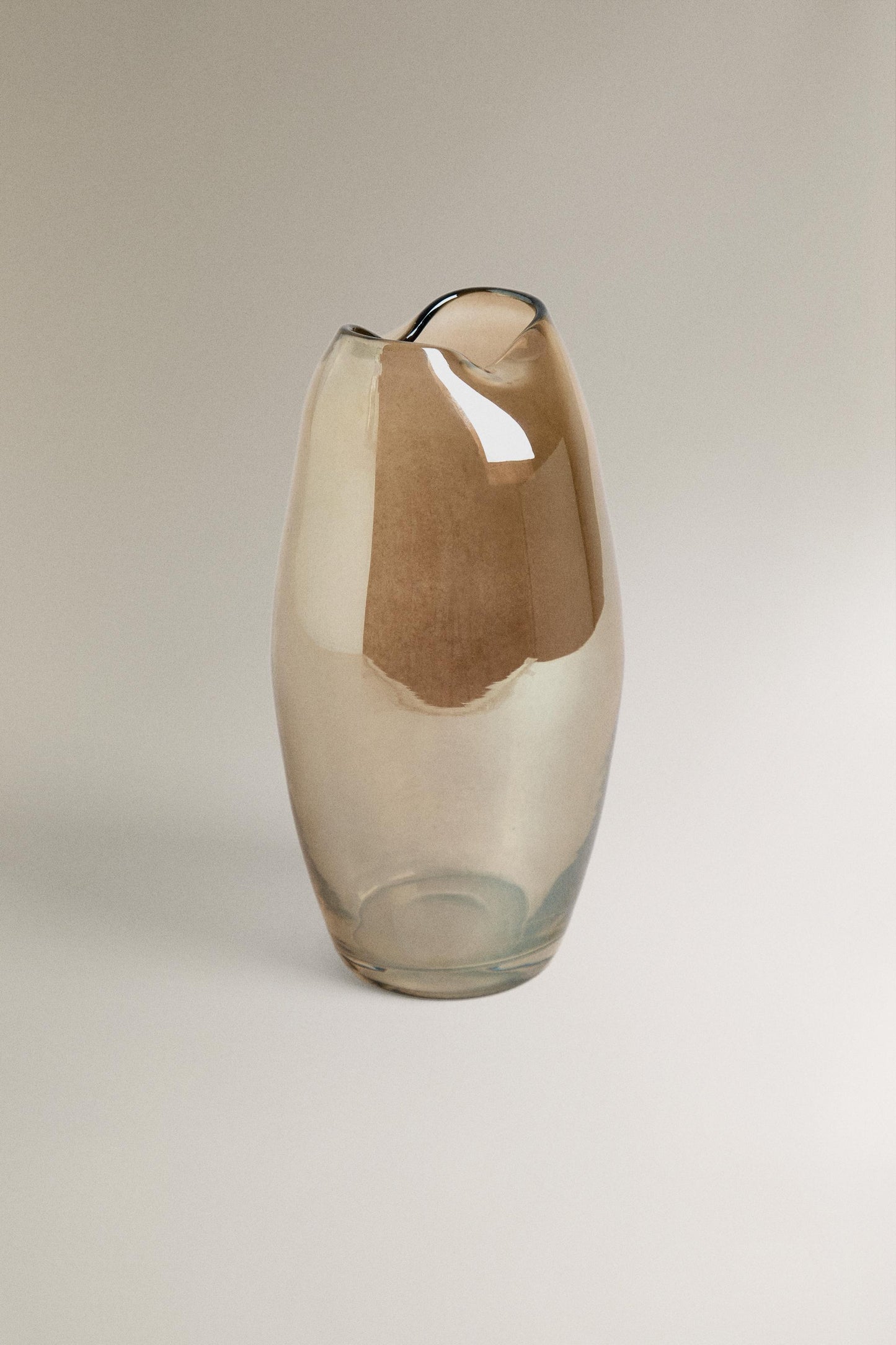 Vase, glass, irregular neck, brown
