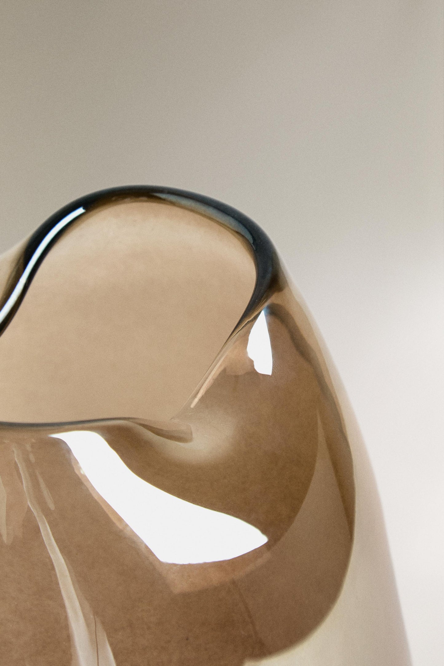 Vase, glass, irregular neck, brown