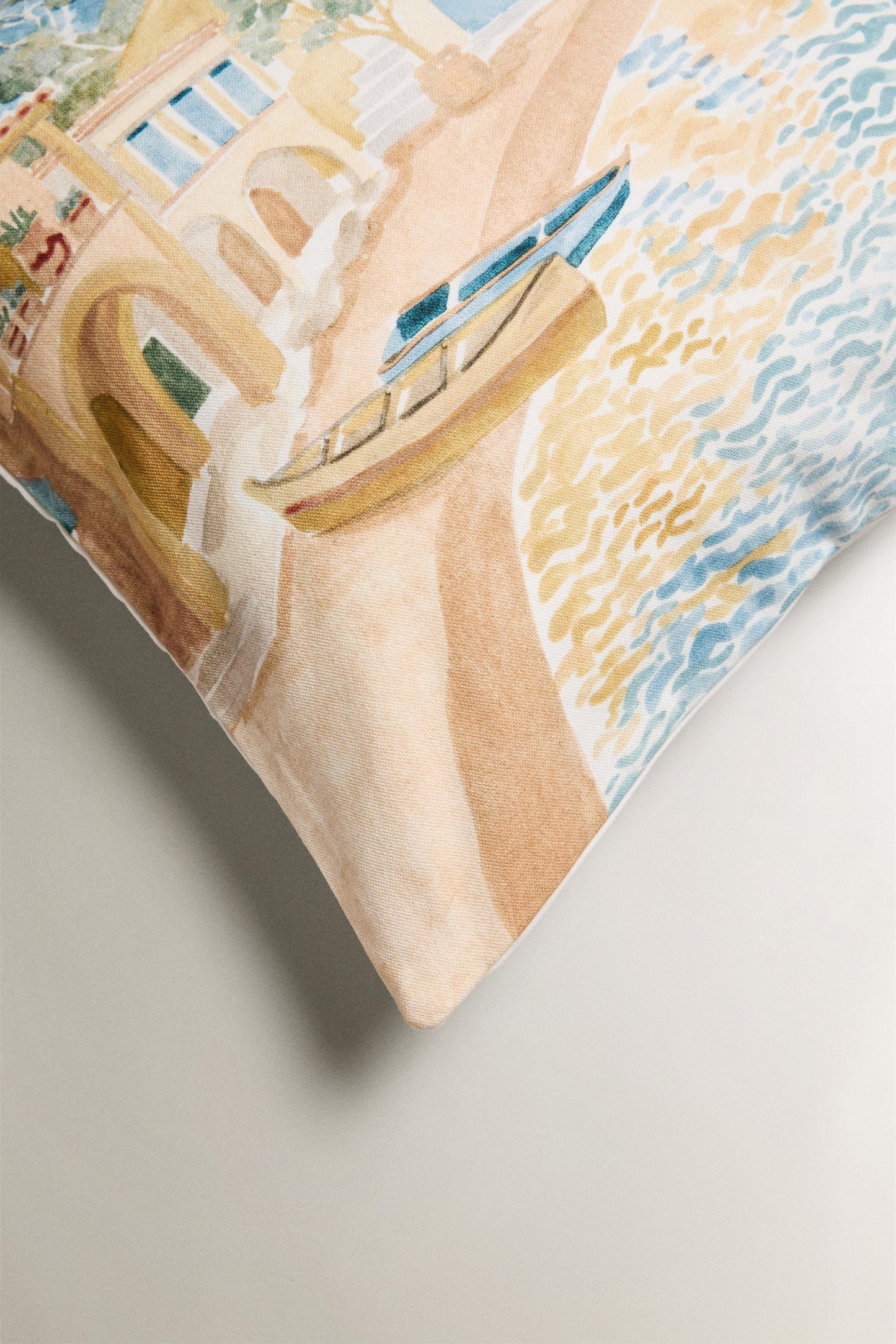 Throw pillow cover, coastal cove print, 17.5x17.5"
