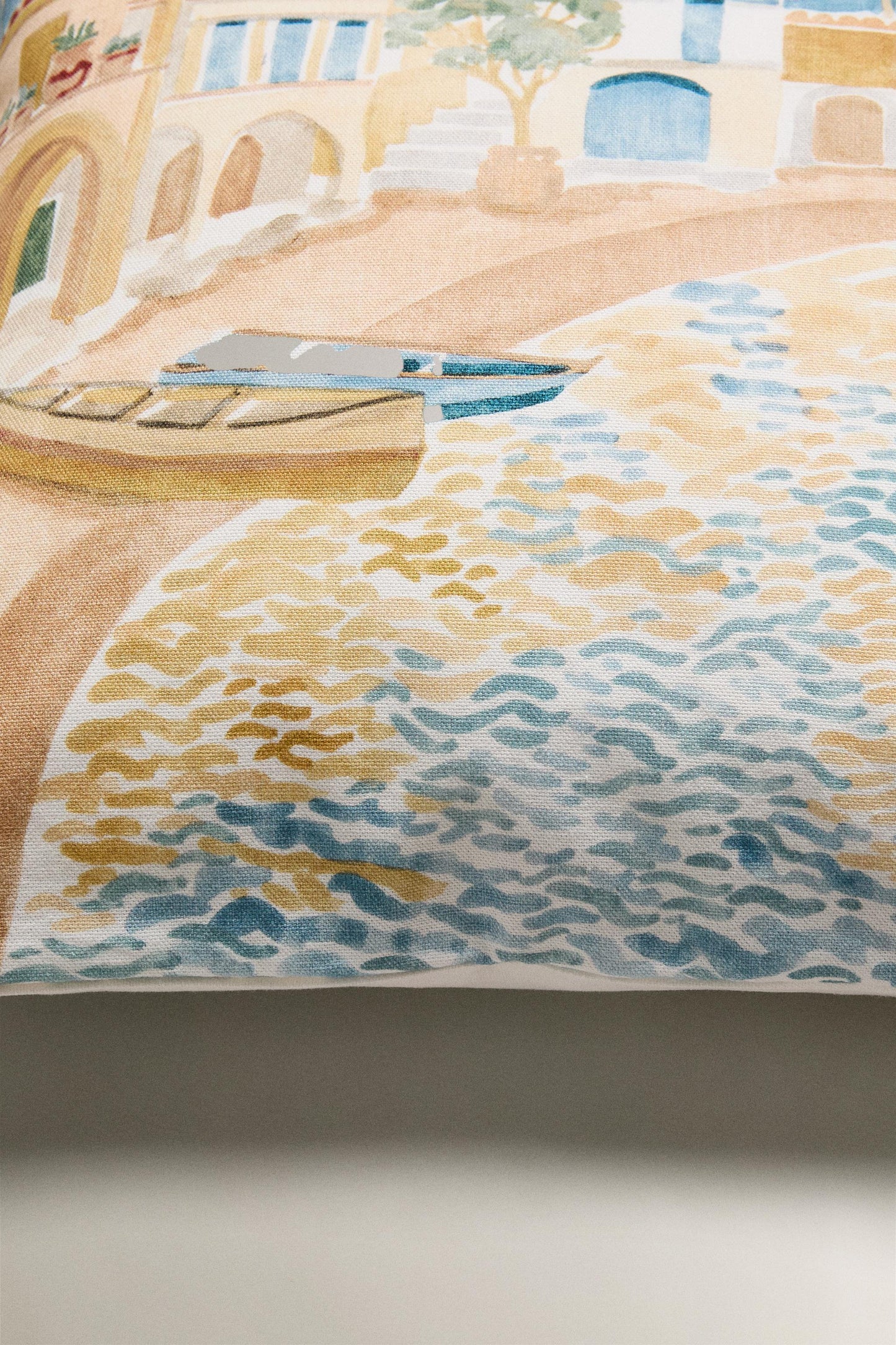 Throw pillow cover, coastal cove print, 17.5x17.5"