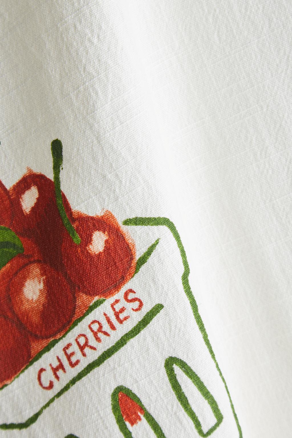 Kitchen towel, cotton, cherry print, 27.6x19.7in