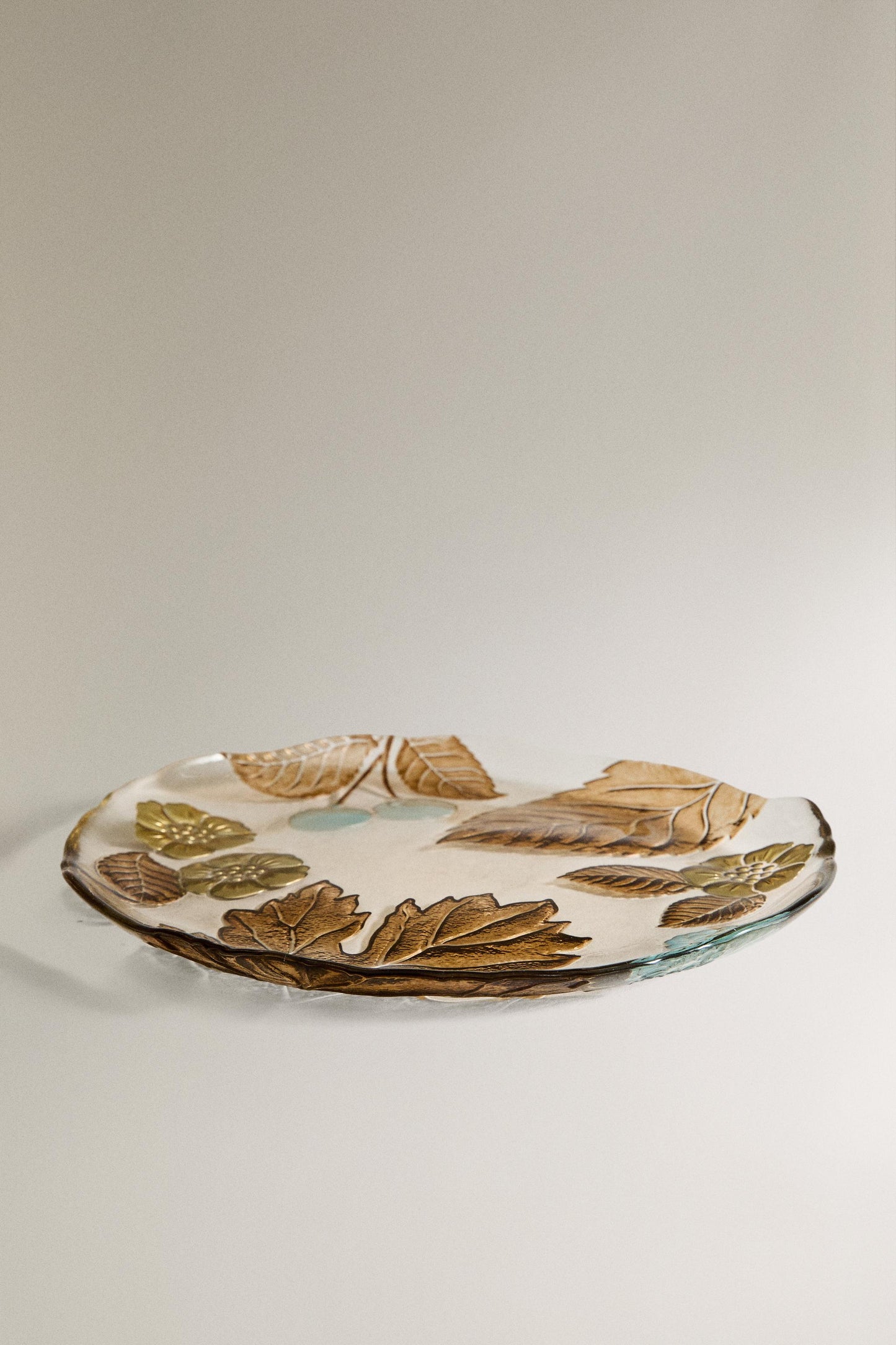 Serveware, dessert plate, glass, floral, 8.3in