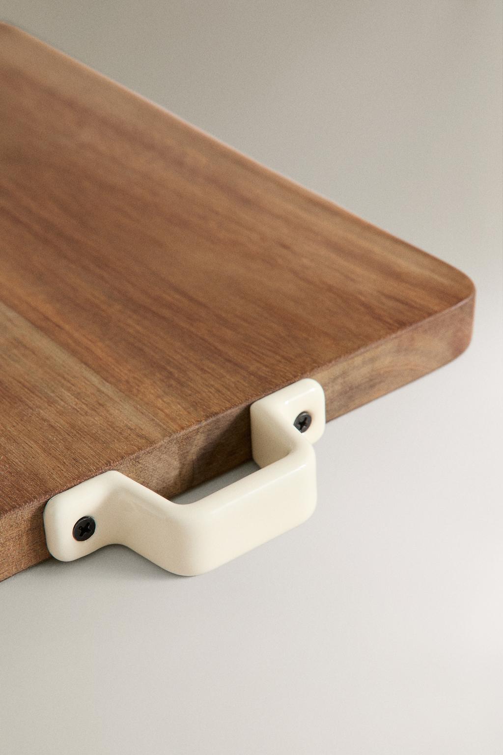 Cutting board, acacia wood, ceramic handle