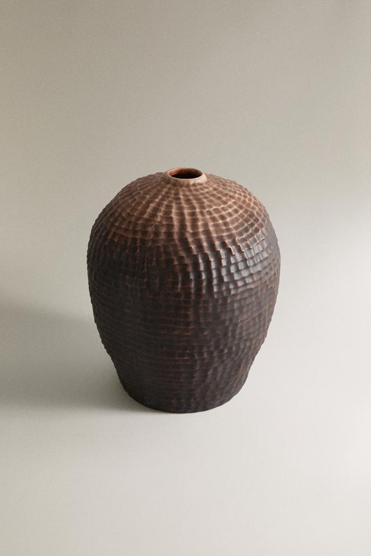 Vase, stoneware, ombré brown, 15.3"