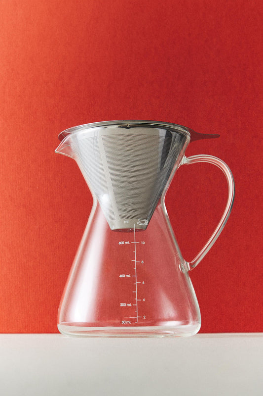 Coffee maker, glass drip, stainless steel filter