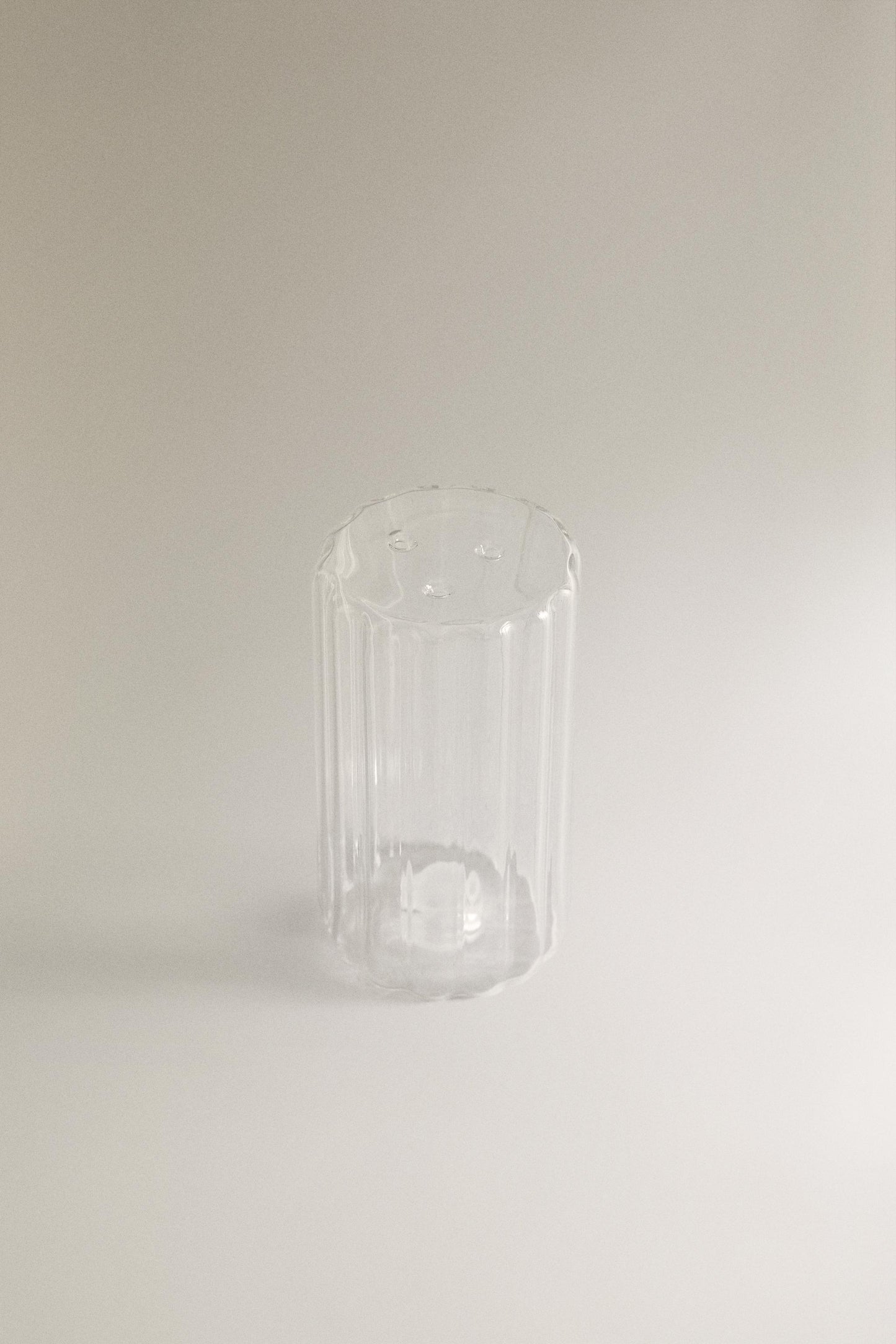 Salt shaker, beveled borosilicate glass
