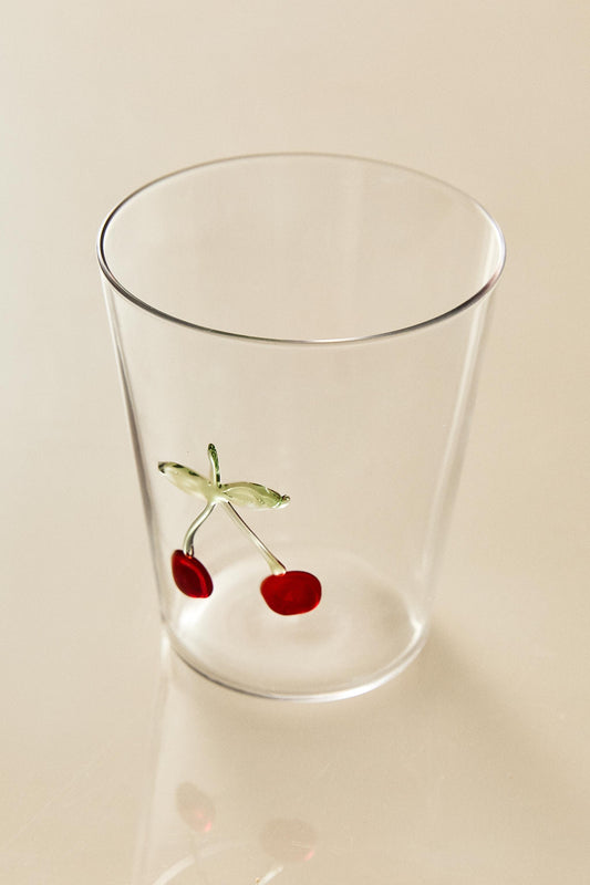Drinkware, tumbler, glass, cherry