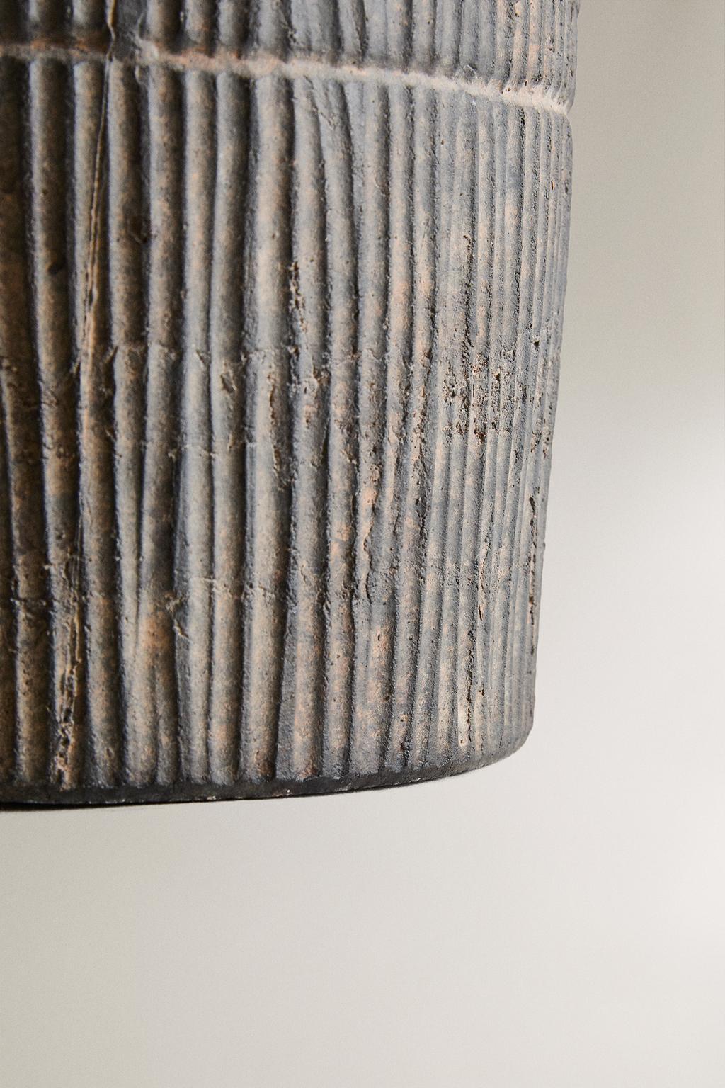 Vase, stoneware, vertical lines, 10.2"