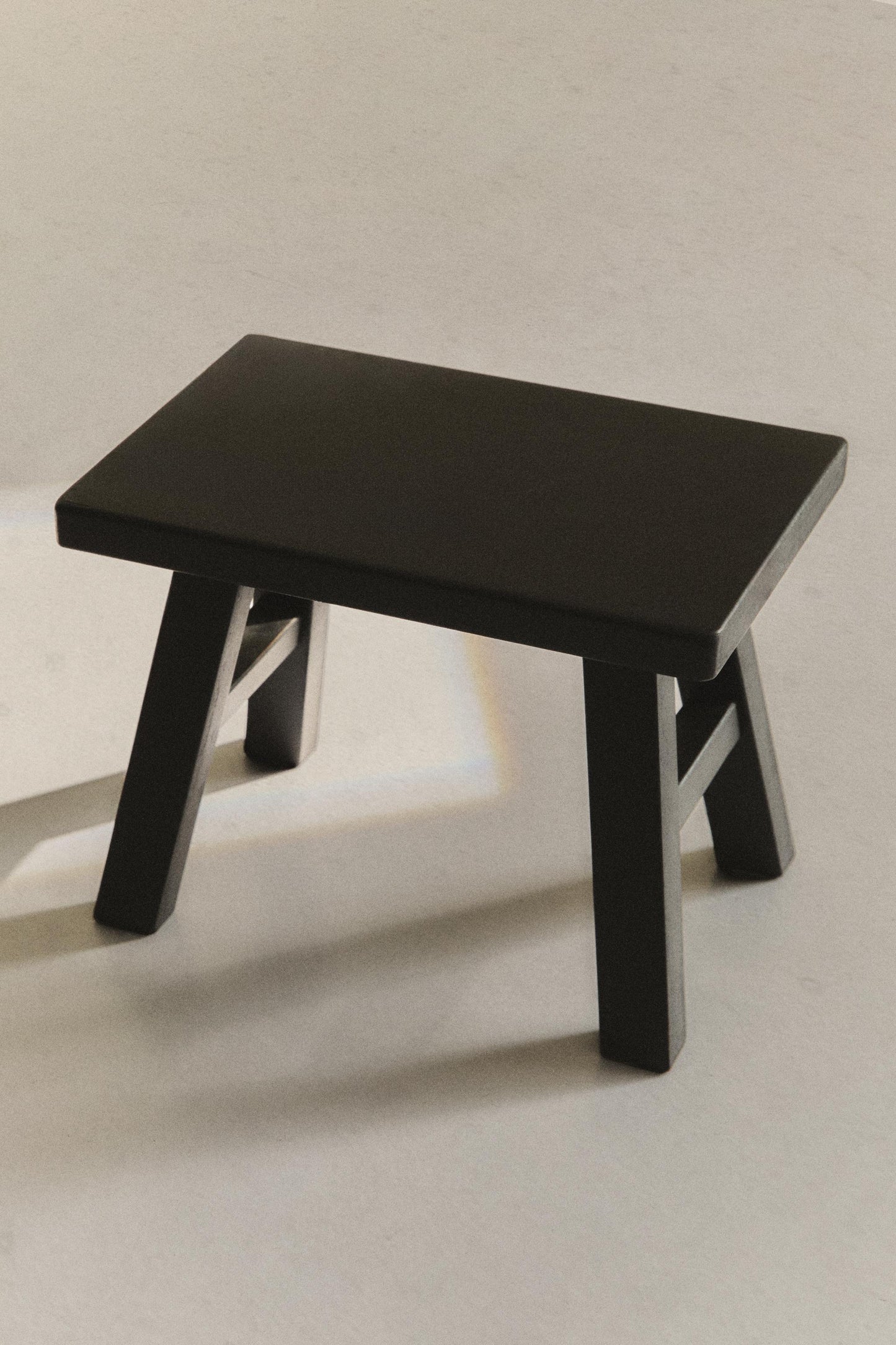 Stool, small wooden stool, black