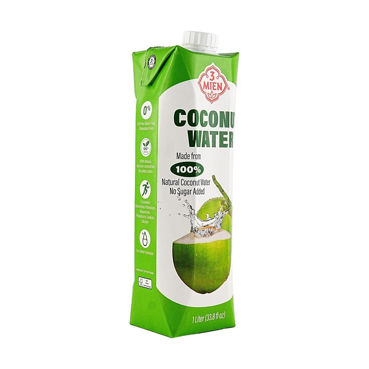 Coconut water, 3 Mien, natural coconut water 1000 ml, pack of 2