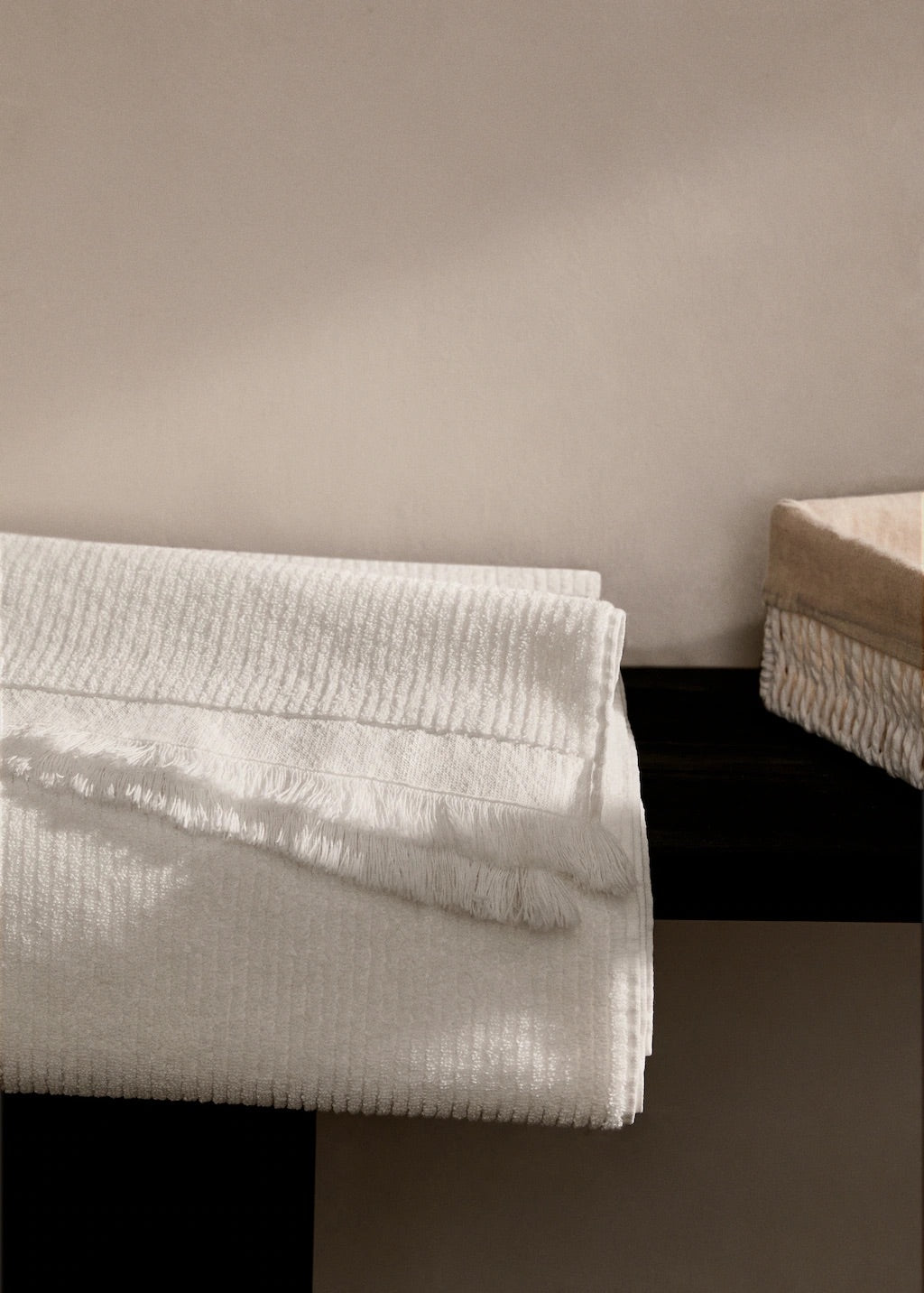 Towel, stripe-embossed with fringes, 650 g/m2