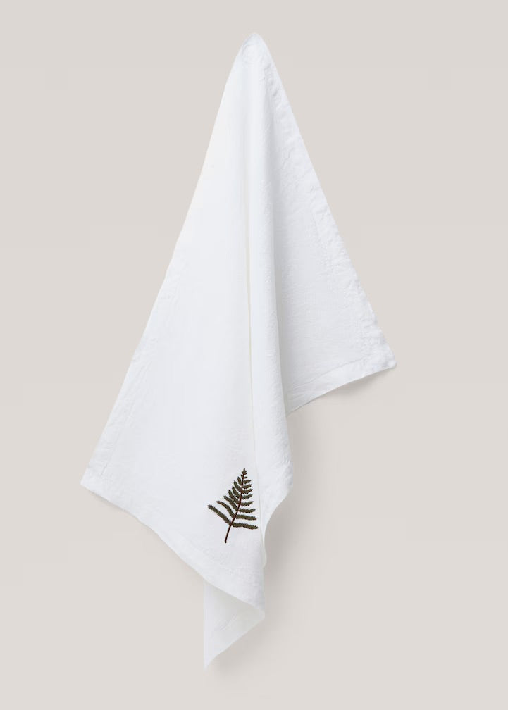 Kitchen towel, linen, embroidered fir-tree, 19.6x27.5in