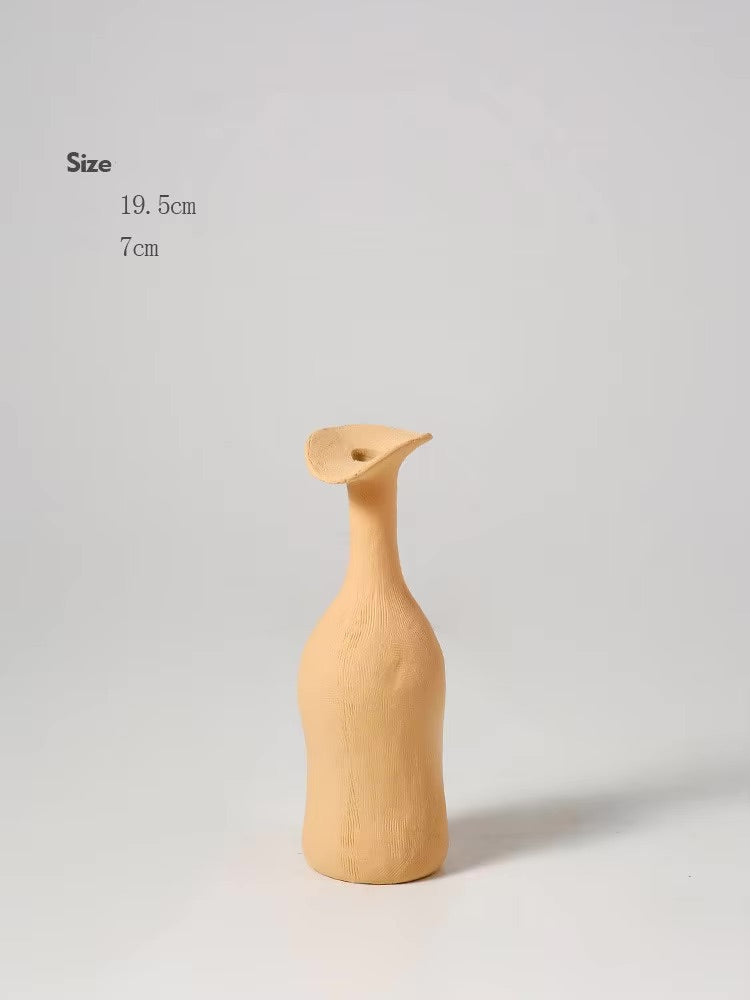 Vase, textured ceramic, long neck