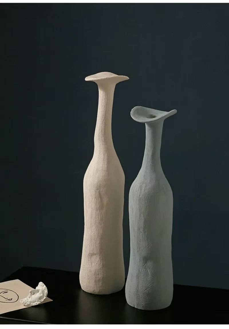 Vase, textured ceramic, long neck