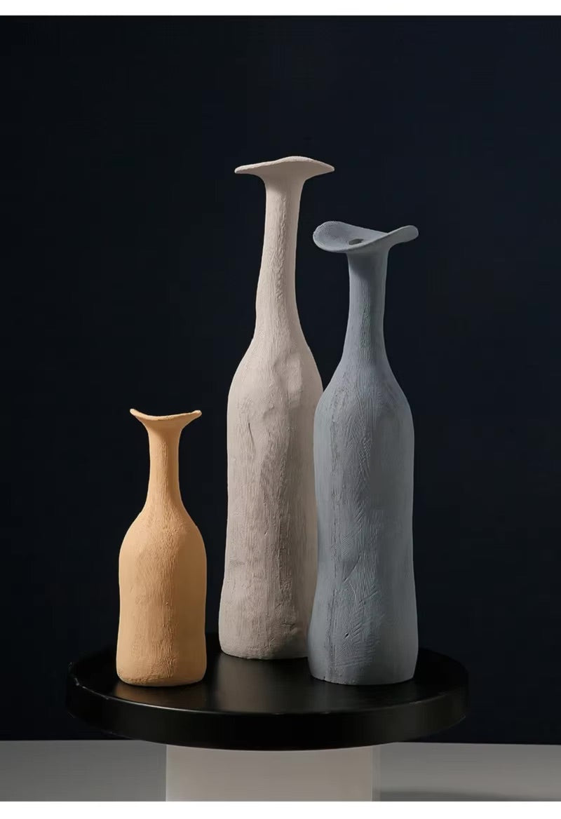 Vase, textured ceramic, long neck