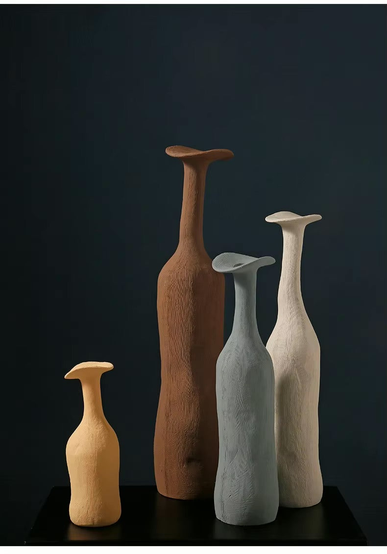 Vase, textured ceramic, long neck