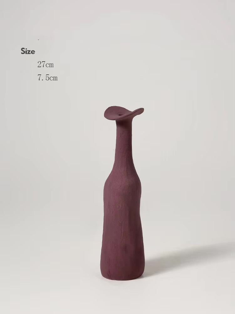 Vase, textured ceramic, long neck