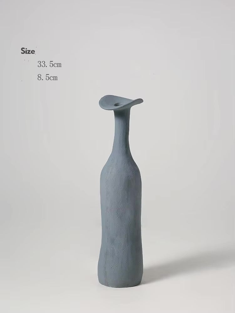 Vase, textured ceramic, long neck