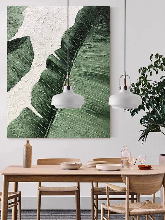 Wall decor, unframed canvas hand painting, banana leaves, 80x120cm