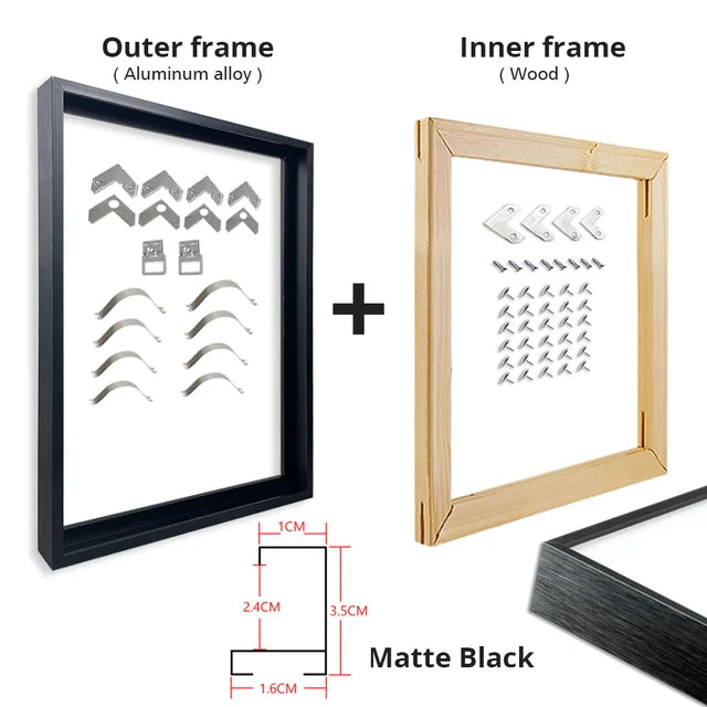 Wall art frame, set of metal hanging frame with inner canvas stretching frame