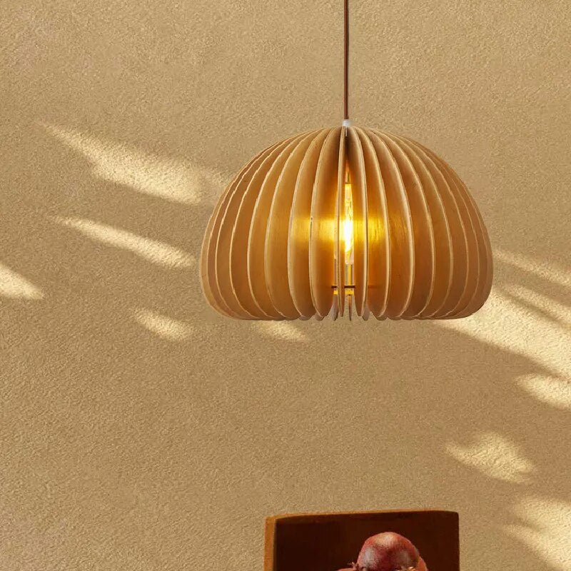 Pendant lamp, wood, pumpkin lamp shade, d18/30/35/42, no bulb