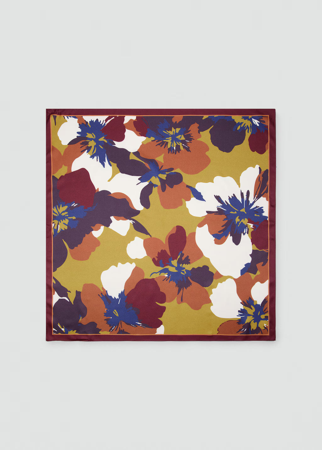 Scarf, satin effect, floral print, 27.56 in