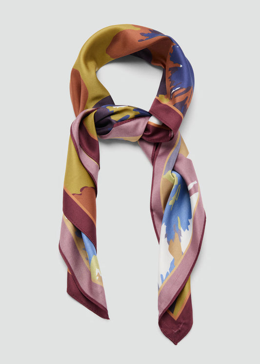 Scarf, satin effect, floral print, 27.56 in