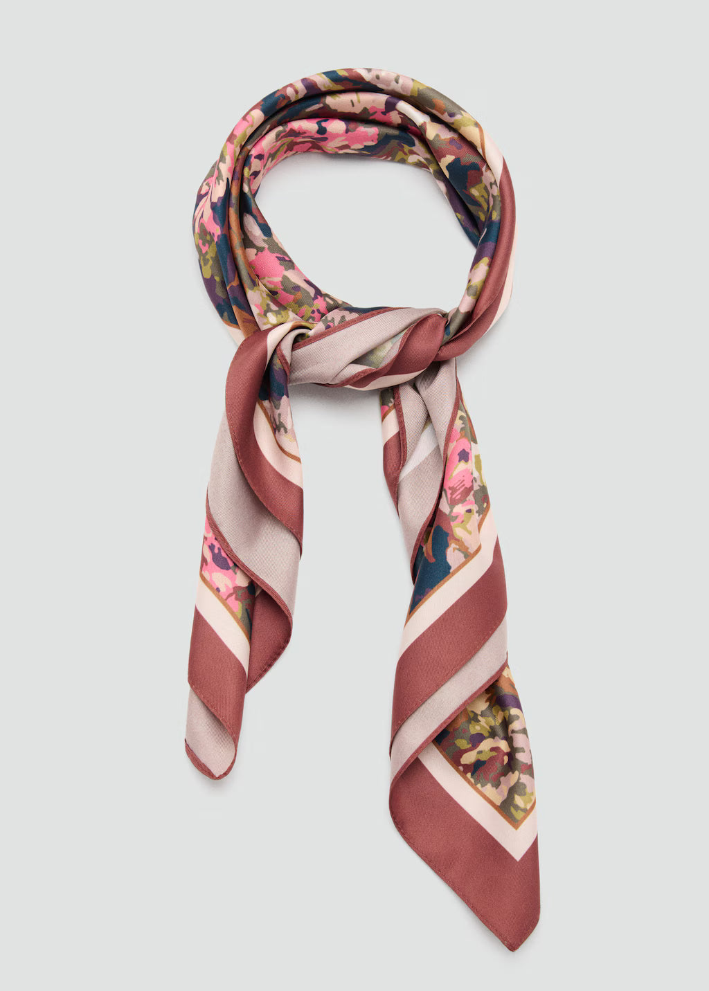 Scarf, satin effect, floral print, 27.56 in