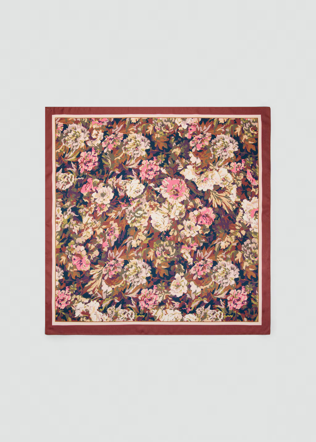 Scarf, satin effect, floral print, 27.56 in